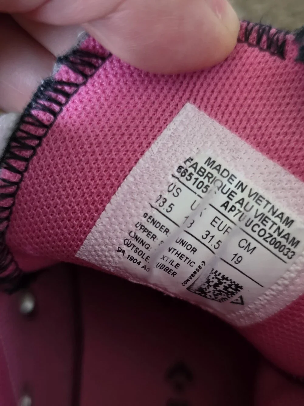 Converse High-Top Sneakers in Black with Pink Trim